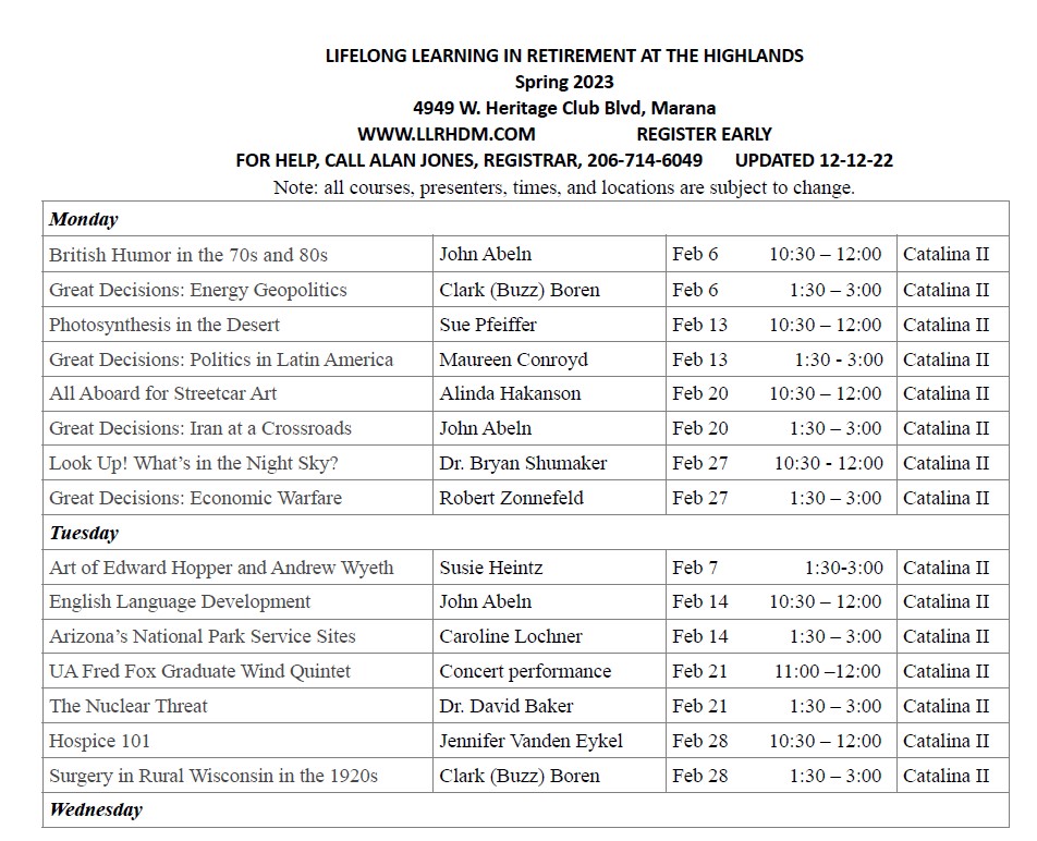 Spring 2023 Course Schedule 1